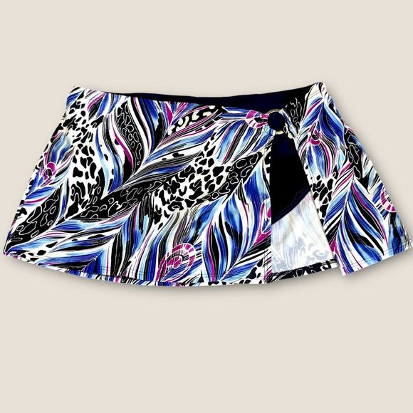 Silhouette Solution Swim Skort High Rise Built In Underwear Size 16 Printed Blue - Picture 2 of 12